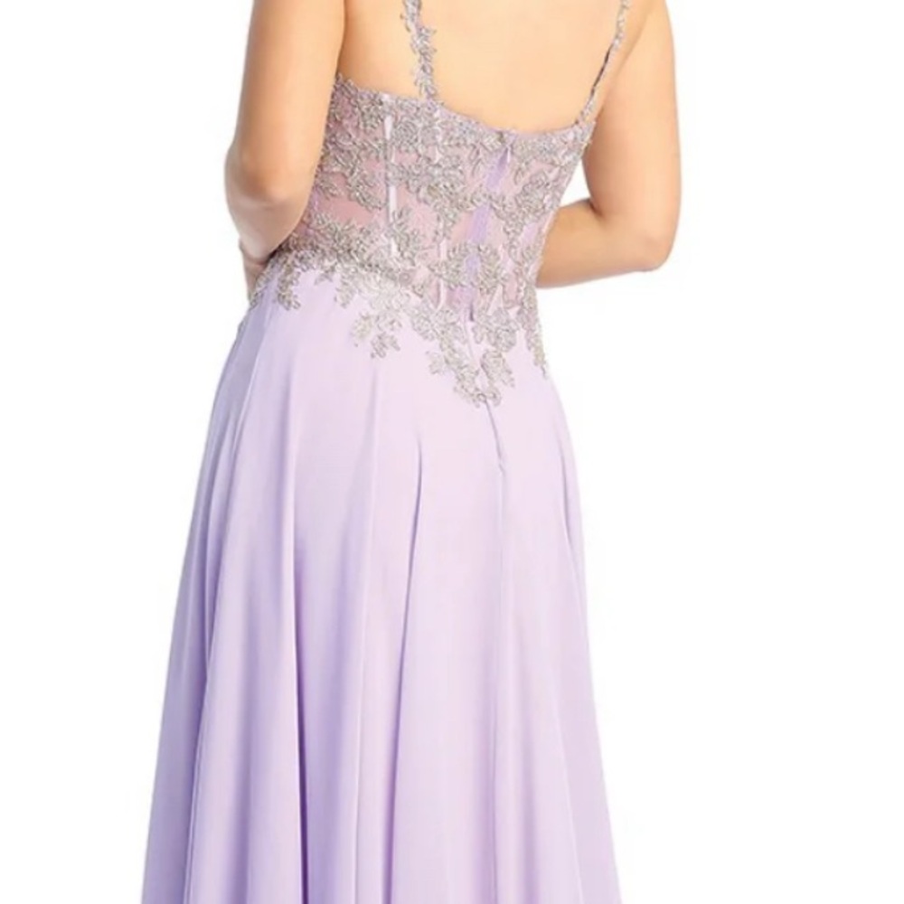 Elegant Lavender Lace Evening Gown